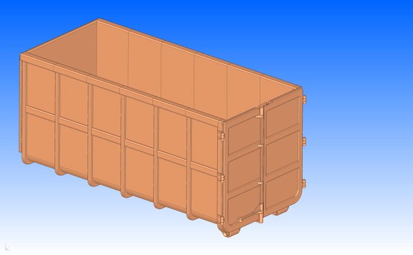 Hoher Abrollcontainer Bausatz mit Flügeltüren V3 für Leimbach Schlitten im Tamiya Maßstab