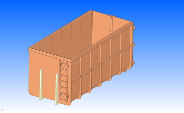 Hoher Abrollcontainer Bausatz mit Flügeltüren V3 für Leimbach Schlitten im Tamiya Maßstab