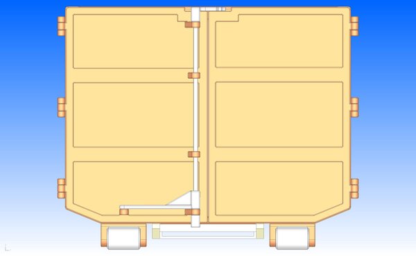 Hoher Abrollcontainer Bausatz mit Flügeltüren V4 für Leimbach Schlitten im Tamiya Maßstab