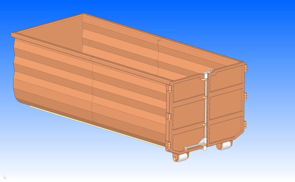 Hoher Abrollcontainer Bausatz mit Flügeltüren V4 für Leimbach Schlitten im Tamiya Maßstab